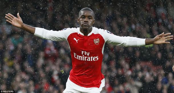 Joel Campbell celebrates his equaliser. (Image credit: Reuters - Daily Mail)
