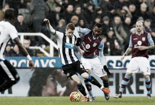 Colback battles it out in the rain. Photo Source: Birmingham Mail