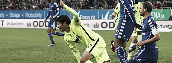 Hong turns around to begin celebrating his opening goal. (Image credit: kicker)
