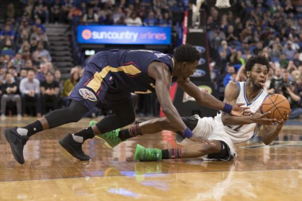 Jrue Holiday, Andrew Wiggins, Jimmy Butler, and Karl-Anthony Towns would be a solid lineup and one to fear. Photo: Jesse Johnson/USA-TODAY Sports