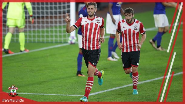 Jack Stephens celebrates his goal | Photo: Southampton FC