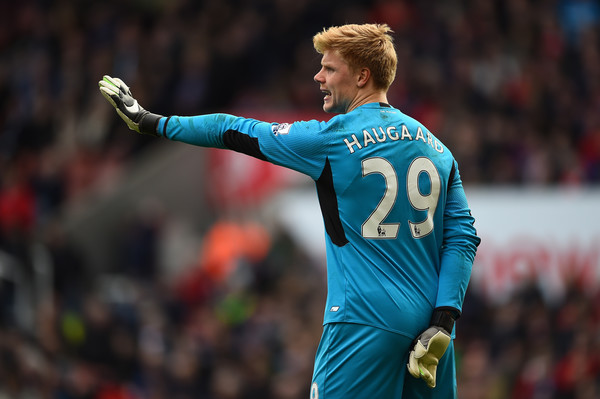 Young Danish goalkeeper Haugaard has conceded six goals in two games. | Photo: Getty Images