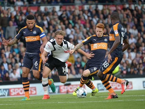 Wilson in action against Newcastle | Photo: Derby County FC