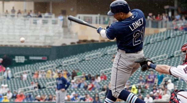 James Loney takes on the Baltimore Orioles. (Jim Mone/AP)