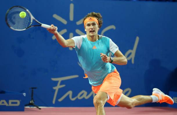 Alexander Zverev in action against Richard Gasquet in the final in Montpellier (Getty/Jean Catuffe)
