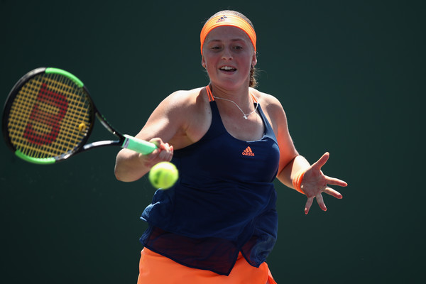 Jelena Ostapenko was upset by Madison Brengle in the opening round of the Miami Open | Photo: Julian Finney/Getty Images North America