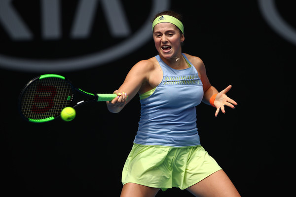Jelena Ostapenko's forehands were inconsistent though it managed to win her the match | Photo: Cameron Spencer/Getty Images AsiaPac