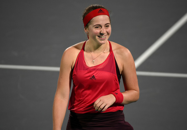 Jelena Ostapenko was also full of smiles throughout the match | Photo: Tom Dulat/Getty Images Europe