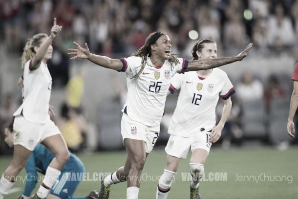 Jessica McDonald celebrating her goal. (Vavel.com/JennyChuang)