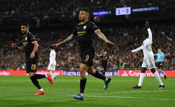 Gabriel Jesús celebrates his goal of the tie / Photo: UEFA