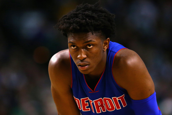 Stanley Johnson #3 of the Detroit Pistons looks on during the fourth quarter at TD Garden on January 6, 2016 in Boston, Massachusetts. The Pistons defeat the Celtics 99-94. NOTE TO USER: User expressly acknowledges and agrees that, by downloading and/or using this photograph, user is consenting to the terms and conditions of the Getty Images License Agreement. (Jan. 5, 2016 - Source: Maddie Meyer/Getty Images North America)