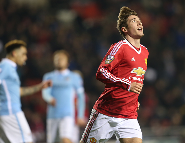 Rothwell celebrates his 16th minute goal | Photo: John Peters/Manchester United