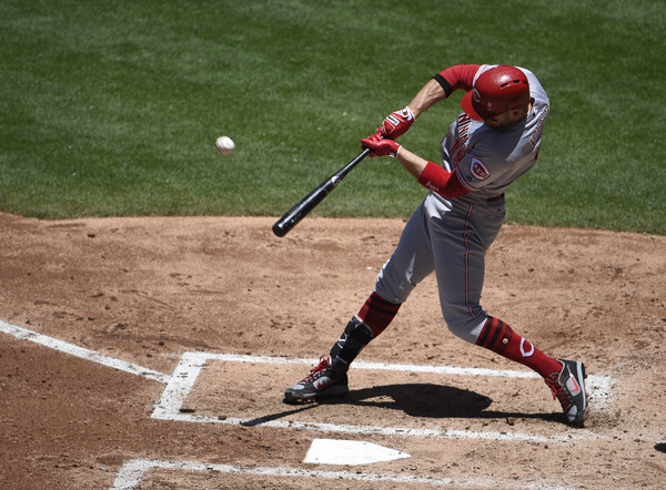 Joey Votto #19 of the Cincinnati Reds hits a solo home run against the San Diego Padres at PETCO Park. |June 13, 2017 - Source: Denis Poroy/Getty Images North America|