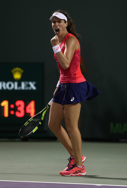 Johanna Konta celebrates winning a point | Photo: Julian Finney/Getty Images North America