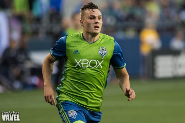 Jordan Morris scored a brace in 11 minutes against the LA Galaxy this past weekend | Source: Brandon Farris - VAVEL USA