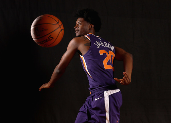 Josh Jackson of the Phoenix Suns poses for a portrait during the 2017 NBA Rookie Photo Shoot at MSG Training Center.|Source: Elsa/Getty Images North America|