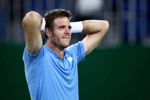 Del Potro gets emotional in his post-match celebration/Photo: Mark Kolbe/Getty Images
