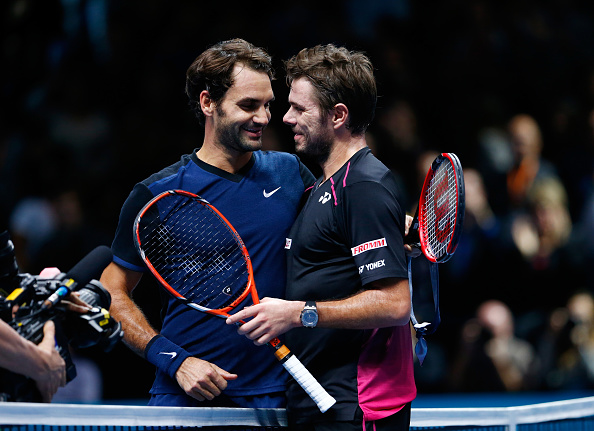 Federer defeats Wawrinka in the 2015 ATP World Tour Finals. Credit: Julian Finney/Getty Images