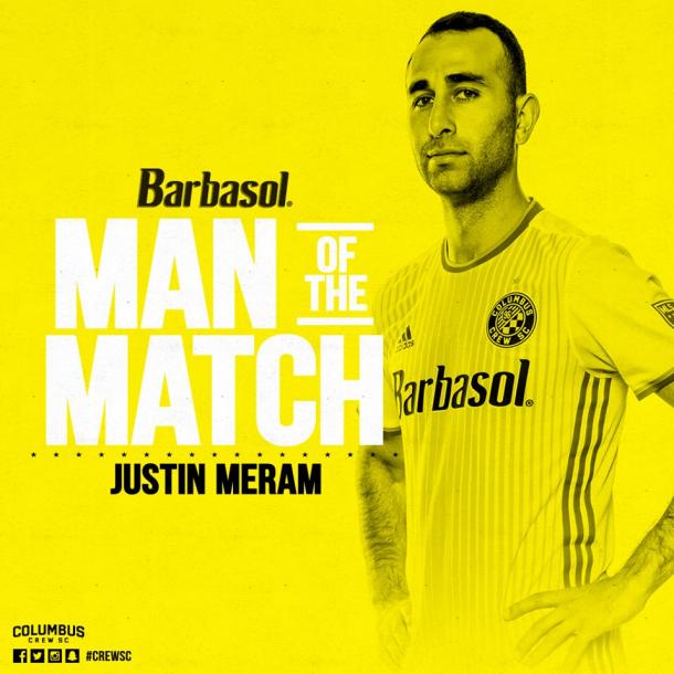 Justin Meram was voted Man Of The Match, after he recorded a goal, and two assists in the 3-2 win over New York City FC