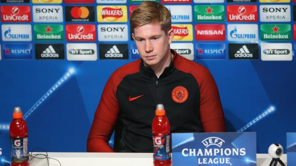 Kevin De Bruyne, attaccante del City in conferenza stampa - Foto Uefa Champions League. 