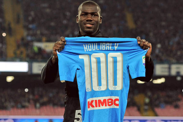 Kalidou Koulibaly, nel giorno della sua centesima presenza in maglia Napoli - Foto Getty Images