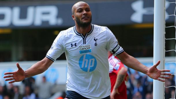 Leading candidate for captain, Younes Kaboul, captaining his previous club Tottenham Hotspur. (Sky Sports)
