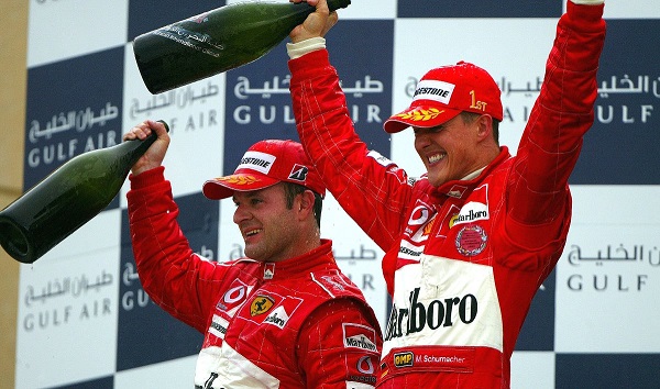 Michael Schumacher, celebrando su última victoria en Sakhir. Fuente: Zimbio