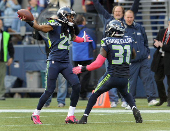 Richard Sherman and Kam Chancellor |Oct. 12, 2013 - Source: Steve Dykes/Getty Images North America|