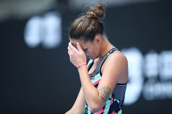 Karolina Pliskova looks in frustration at the China Open, where she lost to Sorana Cirstea in straight sets | Photo: Lintao Zhang/Getty Images AsiaPac