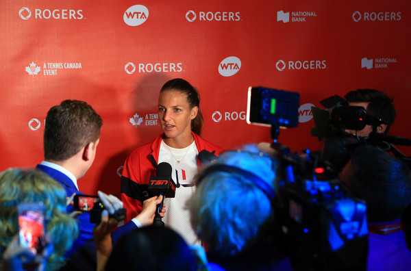 Karolina Pliskova speaks to the media before the tournament | Photo: Vaughn Ridley/Getty Images North America