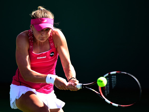 Kateryna Kozlova in BNP Paribas Open action. Photo:  Harry How/Getty Images