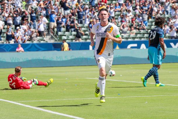 Robbie Keane right after scoring the LA Galaxy's opening goal against the Seattle Sounders | Source: LA Galaxy Twitter - @LAGalaxy