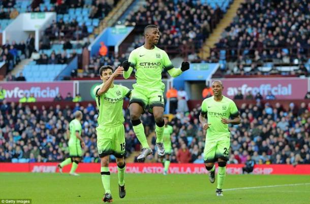 Iheanacho celebrates scoring a hat-trick against Aston Villa last season | Photo: Getty Images