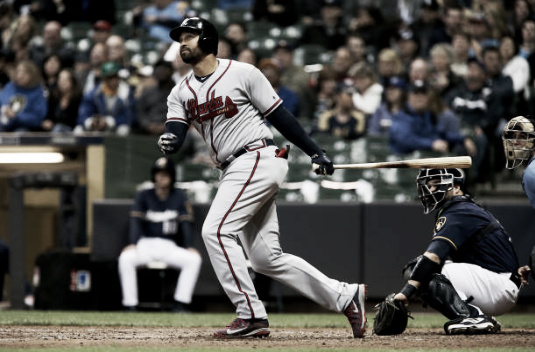 Though more production from Matt Kemp is encouraging, the Braves must not solely rely on his offense to win games. (Photo courtesy of Dylan Buell via Getty Images)