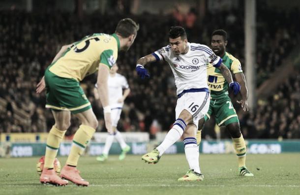 Kenedy scores in Chelsea's 2-1 win over Norwich City on Tuesday night. | Image source: Getty Images