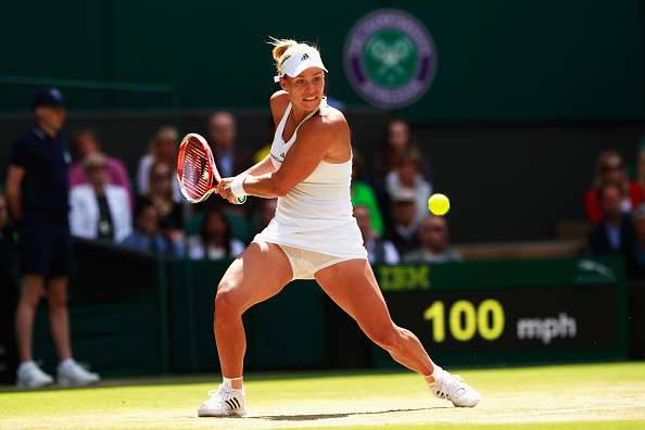 Kerber reaches for a backhand during her quarterfinal win. Photo: Adam Pretty/Getty Images