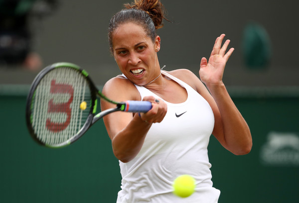 Madison Keys rips a forehand during her fourth round loss. Photo: Clive Brunskill/Getty Images