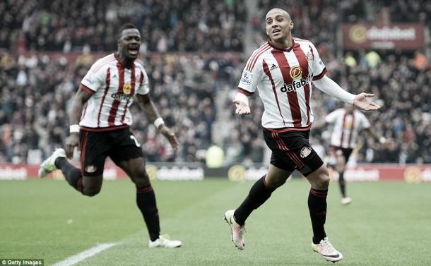 Above: Wahbi Khazri celebrating his goal in Sunderland's 3-2 win over Chelsea | Photo: Getty Images 