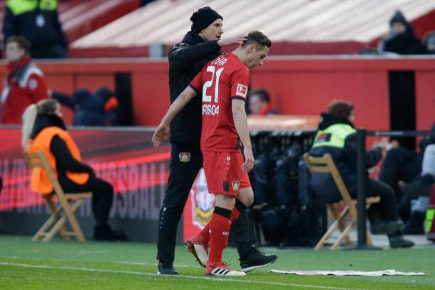 Kohr foi expulso e deixou o Leverkusen com um a menos (Foto: Soccrates Images via Getty Images)