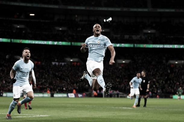 Kompany celebra el 2-0. Foto: Manchester City.