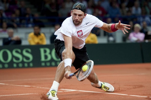 Lukasz Kubot in Davis Cup action. Photo: Adam Nurkiewicz/Getty Images