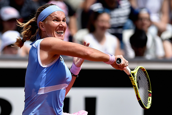 Svetlana Kuznetsova in action against Caroline Garcia in the first round (Getty/Dennis Grombkowski)