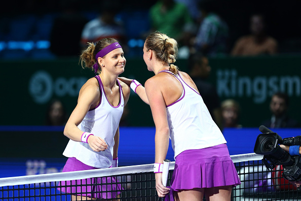 Kvitova and Safarova at the WTA Finals (Getty/Clive Brunskill)