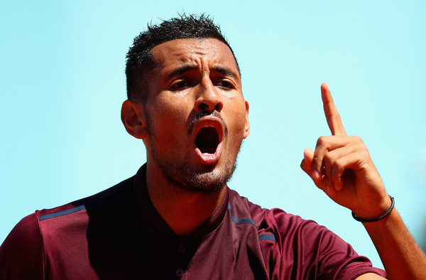 Kyrgios mouths off to an umpire in Madrid. Photo: Clive Brunskill/Getty Images