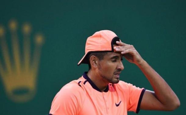 Nick Kyrgios shows some frustration during his second round tank. Photo: Getty Images