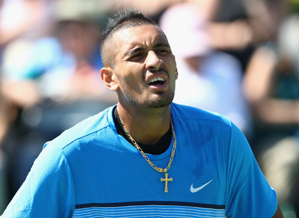 Nick Kyrgios during his loss. Photo: Julian Finney/Getty Images
