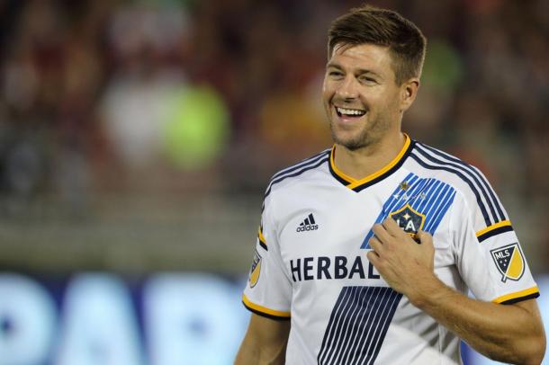 Steven Gerrard can potentially play in his first match for the LA Galaxy on Friday against the Houston Dynamo, since March 19th. Photo provided by Getty Images. 