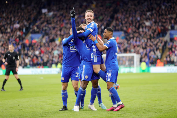 Los jugadores del Leicester celebrando uno de los goles. Fuente: Getty Images