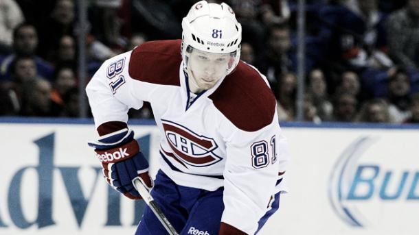 Lars Eller in action with the Montreal Canadiens. (Kathleen Malone-Van Dyke/AP)