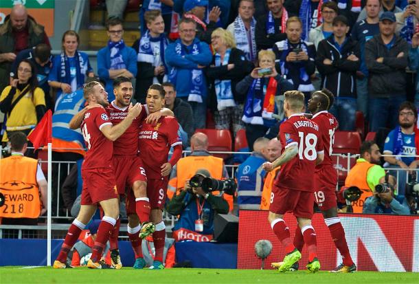 Jugadores del Liverpool celebrando un tanto | Fuente: Liverpool FC